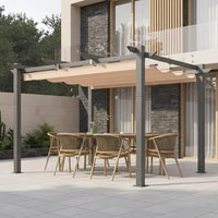 Outdoor Pergola with Retractable Canopy, Heavy-Duty Metal Frame and Adjustable Patio Shade Roof