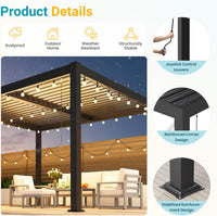Pergola 10'X12' with Adjustable Roof & Thick Aluminum Frame for All Weather
