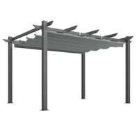 Outdoor Pergola with Retractable Canopy, Heavy-Duty Metal Frame and Adjustable Patio Shade Roof