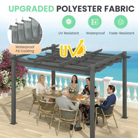 Outdoor Pergola with Retractable Canopy, Heavy-Duty Metal Frame and Adjustable Patio Shade Roof