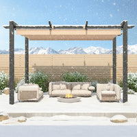 Outdoor Pergola with Retractable Canopy, Heavy-Duty Metal Frame and Adjustable Patio Shade Roof
