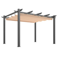 Outdoor Pergola with Retractable Canopy, Heavy-Duty Metal Frame and Adjustable Patio Shade Roof