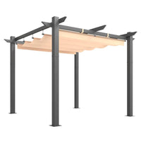 Outdoor Pergola with Retractable Canopy, Heavy-Duty Metal Frame and Adjustable Patio Shade Roof