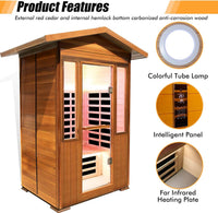 2 Person Outdoor Sauna Infrared Saunas Dry Sauna Room 1800W 120V