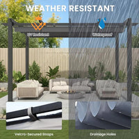 Outdoor Pergola with Retractable Canopy, Heavy-Duty Metal Frame and Adjustable Patio Shade Roof