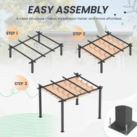 Outdoor Pergola with Retractable Canopy, Heavy-Duty Metal Frame and Adjustable Patio Shade Roof