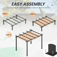 Outdoor Pergola with Retractable Canopy, Heavy-Duty Metal Frame and Adjustable Patio Shade Roof