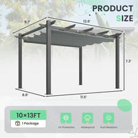 Outdoor Pergola with Retractable Canopy, Heavy-Duty Metal Frame and Adjustable Patio Shade Roof
