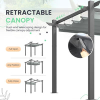 Outdoor Pergola with Retractable Canopy, Heavy-Duty Metal Frame and Adjustable Patio Shade Roof