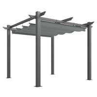 Outdoor Pergola with Retractable Canopy, Heavy-Duty Metal Frame and Adjustable Patio Shade Roof