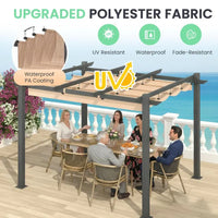 Outdoor Pergola with Retractable Canopy, Heavy-Duty Metal Frame and Adjustable Patio Shade Roof