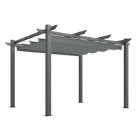 Outdoor Pergola with Retractable Canopy, Heavy-Duty Metal Frame and Adjustable Patio Shade Roof