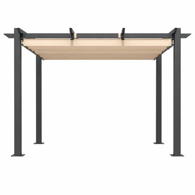 Outdoor Metal Pergola with Retractable Canopy Shade Roof