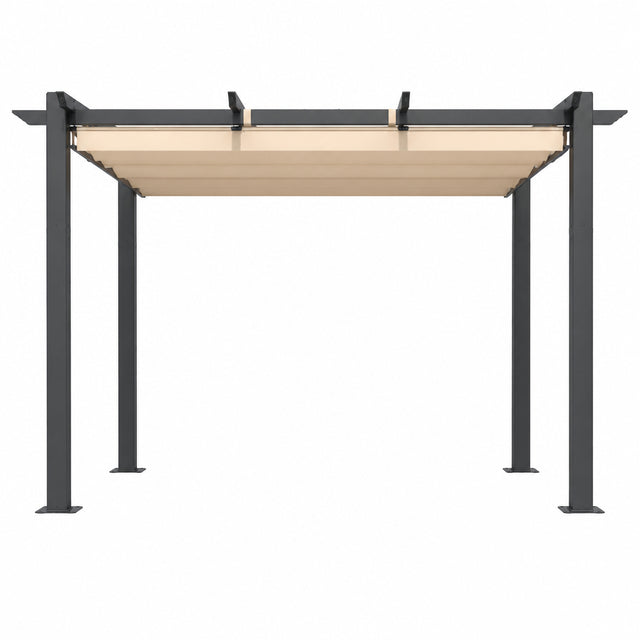 Outdoor Metal Pergola with Retractable Canopy Shade Roof