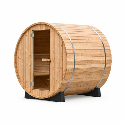 2-Person Thermo Pine Barrel Sauna with Harvia Heater, 4'x6'