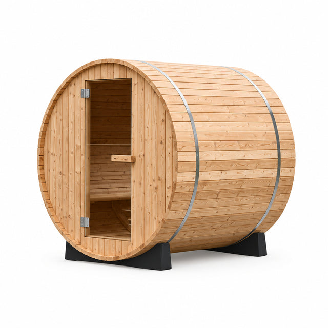 2-Person Thermo Pine Barrel Sauna with Harvia Heater, 4'x6'